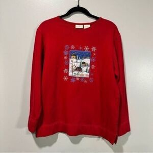 Bobbie Brooks “Ugly Sweater” Christmas Crewneck - Red, Size Small